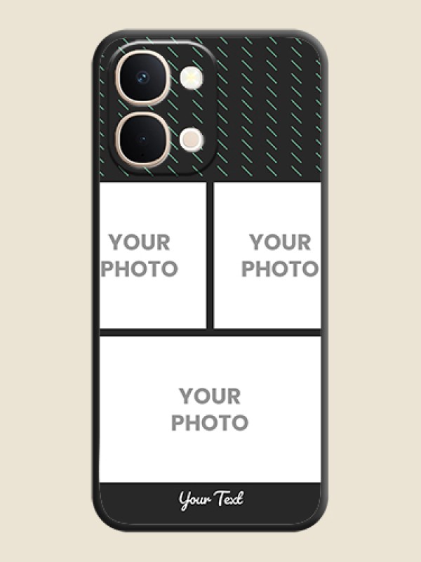 Custom Cross Dotted Pattern with 2 Image Holder On Space Black Custom Soft Matte Mobile Back Cover - Vivo Y51 Pro 5G - alternate view