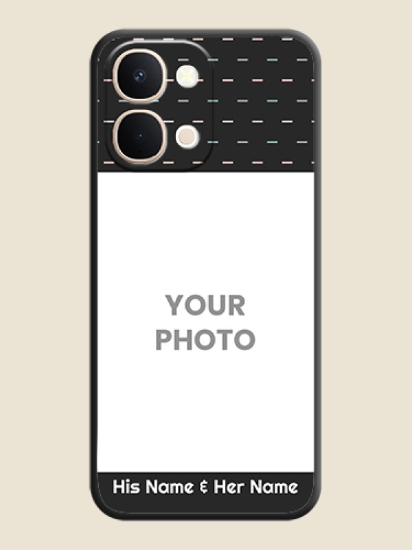 Custom Line Pattern Design with Text On Space Black Custom Soft Matte Mobile Back Cover - Vivo Y51 Pro 5G - alternate view