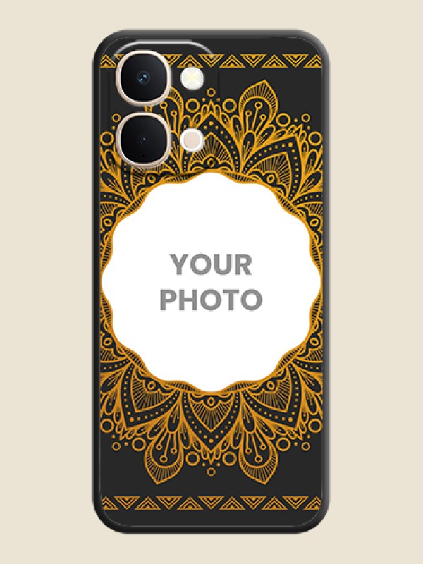 Custom Round Image with Floral Design On Space Black Custom Soft Matte Mobile Back Cover - Vivo Y51 Pro 5G - alternate view