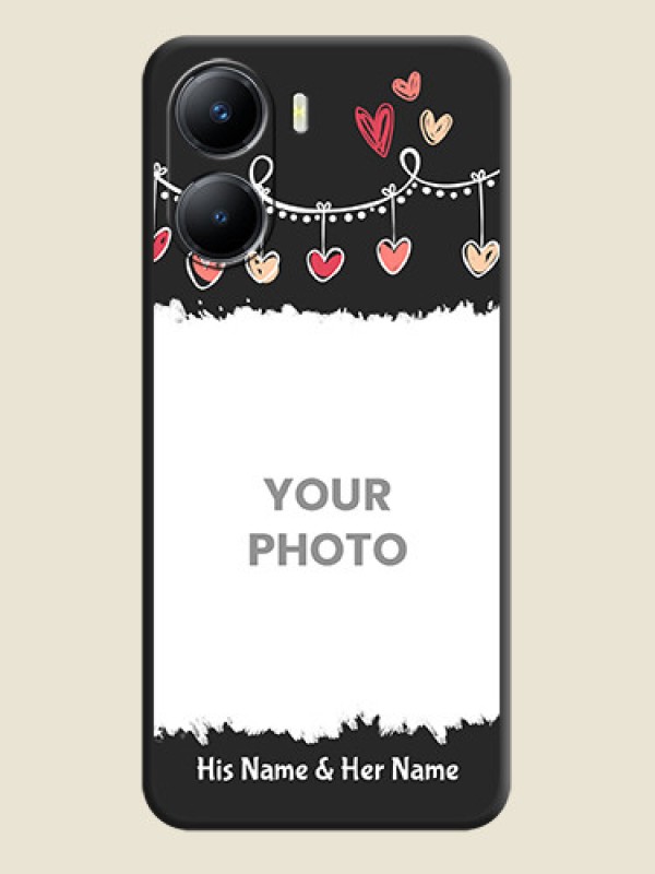 Custom Pink Love Hangings with Name on Space Black Custom Soft Matte Phone Cases - Vivo Y56 5G - alternate view