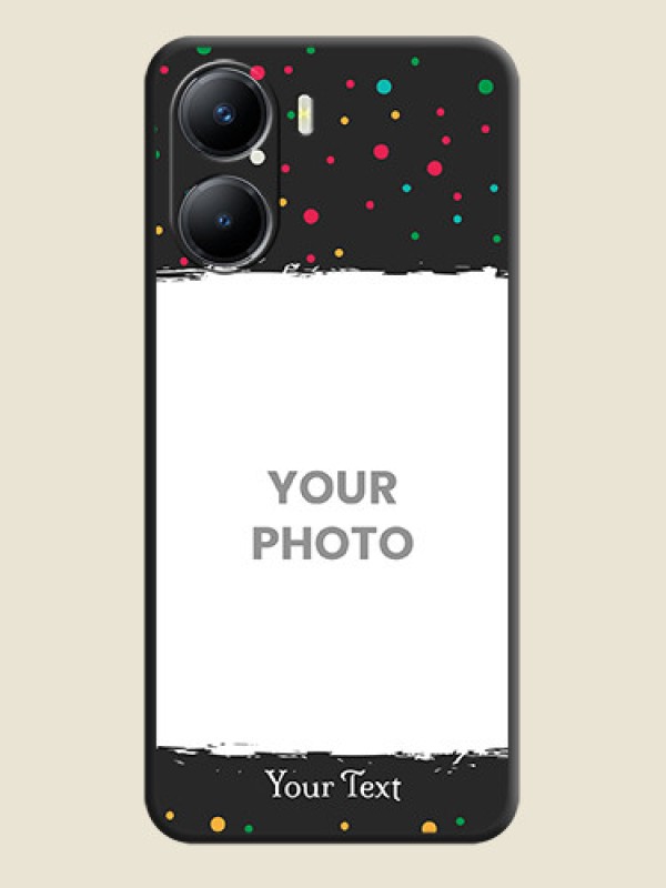 Custom Multicolor Dotted Pattern with Text on Space Black Custom Soft Matte Phone Back Cover - Vivo Y56 5G - alternate view