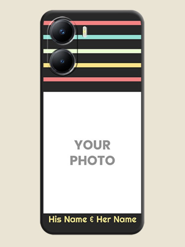Custom Color Stripes with Photo and Text on Photo on Space Black Soft Matte Mobile Case - Vivo Y56 5G - alternate view