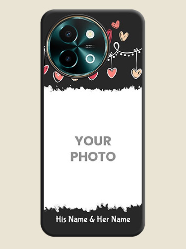 Custom Pink Love Hangings with Name On Space Black Custom Soft Matte Mobile Back Cover - Vivo Y58 5G - alternate view
