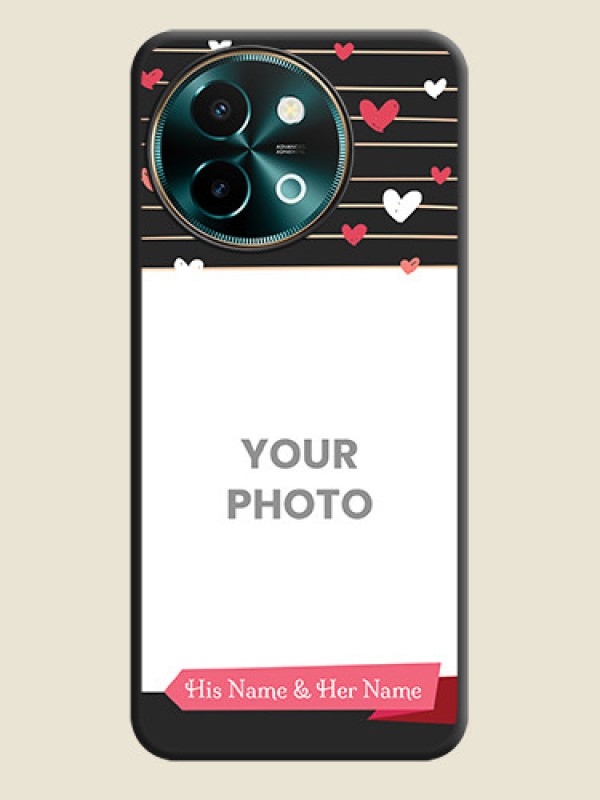 Custom Love Pattern with Name on Pink Ribbon on Photo On Space Black Custom Soft Matte Mobile Back Cover - Vivo Y58 5G - alternate view