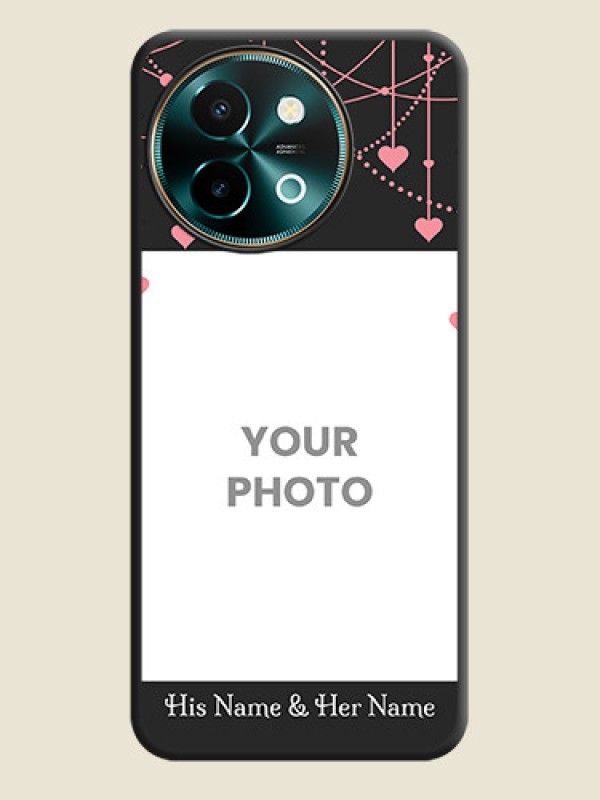 Custom Pink Love Hangings with Text On Space Black Custom Soft Matte Mobile Back Cover - Vivo Y58 5G - alternate view
