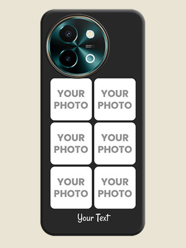 Custom Floral Art with 6 Image Holder on Photo On Space Black Custom Soft Matte Mobile Back Cover - Vivo Y58 5G - alternate view