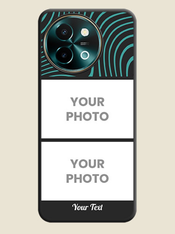 Custom Wave Pattern with 2 Image Holder On Space Black Custom Soft Matte Mobile Back Cover - Vivo Y58 5G - alternate view