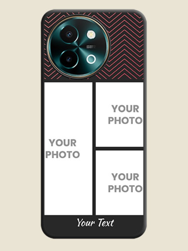 Custom Wave Pattern with 3 Image Holder On Space Black Custom Soft Matte Mobile Back Cover - Vivo Y58 5G - alternate view