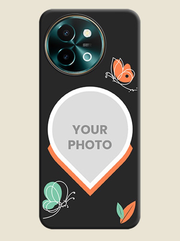 Custom Upload Pic With Simple Butterly Design On Space Black Custom Soft Matte Mobile Back Cover - Vivo Y58 5G - alternate view