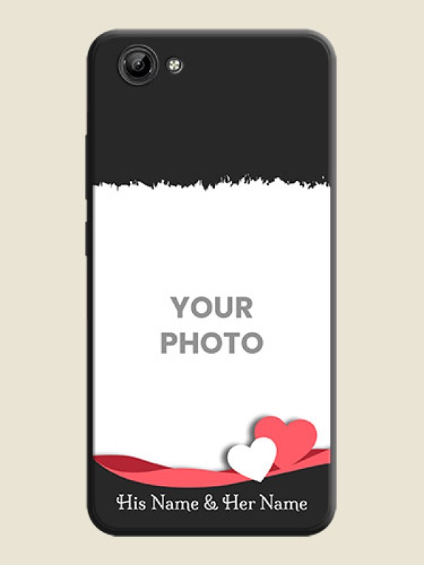 Custom Pink Color Love Shaped Ribbon Design with Text on Space Black Custom Soft Matte Phone Back Cover - Vivo Y71 - alternate view