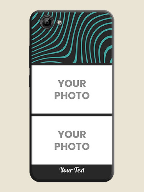 Custom Wave Pattern with 2 Image Holder on Space Black Personalized Soft Matte Phone Covers - Vivo Y71 - alternate view