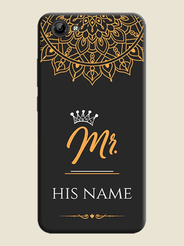 Custom Mr Name with Floral Design  on Personalised Space Black Soft Matte Cases - Vivo Y71 - alternate view