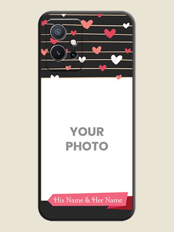 Custom Love Pattern with Name on Pink Ribbon  on Photo on Space Black Soft Matte Back Cover - Vivo Y75 5G - alternate view
