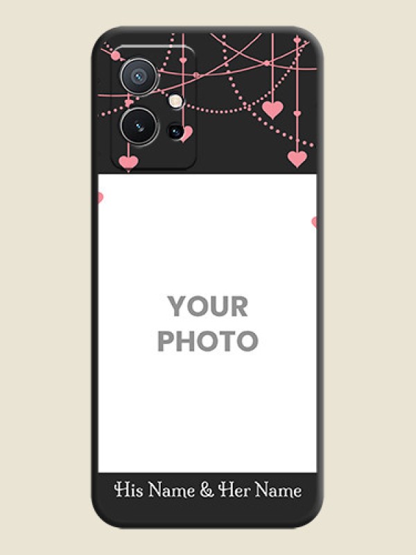 Custom Pink Love Hangings with Text on Space Black Custom Soft Matte Back Cover - Vivo Y75 5G - alternate view