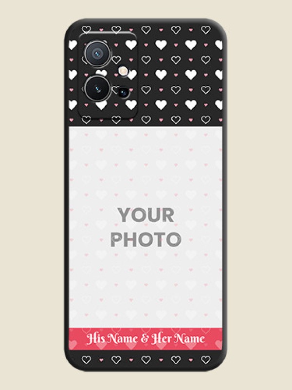 Custom White Color Love Symbols with Text Design on Photo on Space Black Soft Matte Phone Cover - Vivo Y75 5G - alternate view