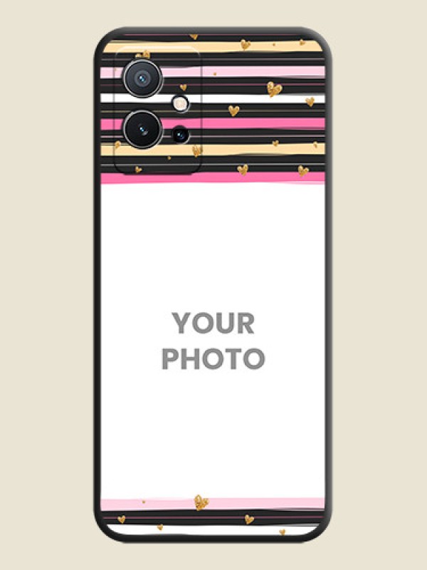 Custom Multicolor Lines and Golden Love Symbols Design on Photo on Space Black Soft Matte Mobile Cover - Vivo Y75 5G - alternate view