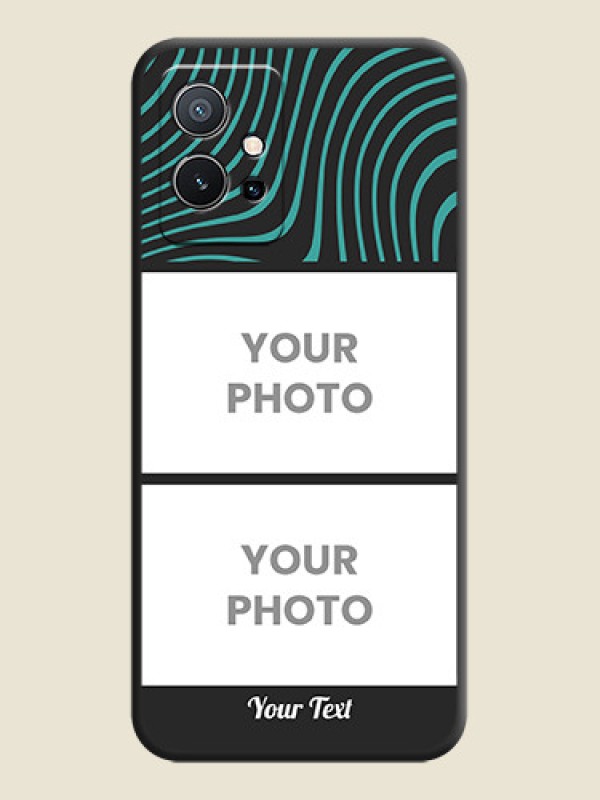 Custom Wave Pattern with 2 Image Holder on Space Black Personalized Soft Matte Phone Covers - Vivo Y75 5G - alternate view