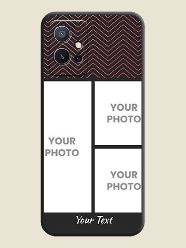 Custom Wave Pattern with 3 Image Holder on Space Black Custom Soft Matte Back Cover - Vivo Y75 5G - alternate view