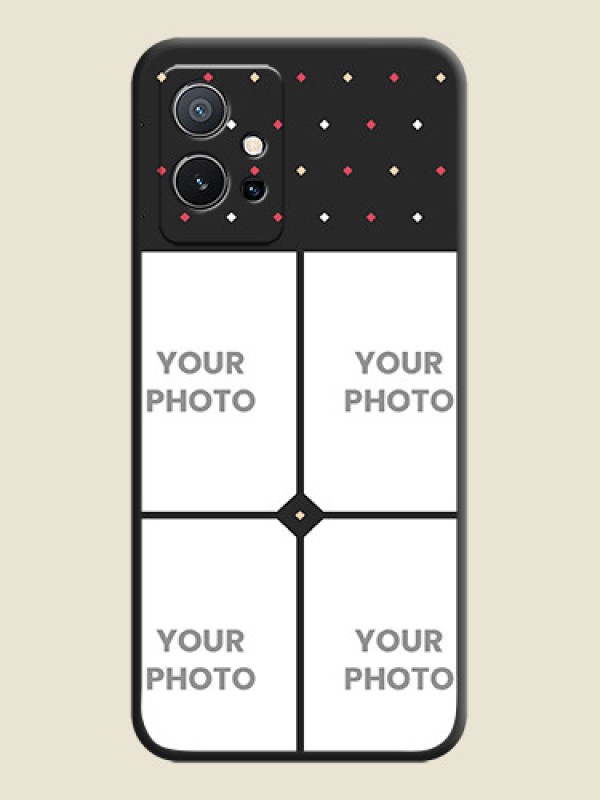 Custom Multicolor Dotted Pattern with 4 Image Holder on Space Black Custom Soft Matte Phone Cases - Vivo Y75 5G - alternate view