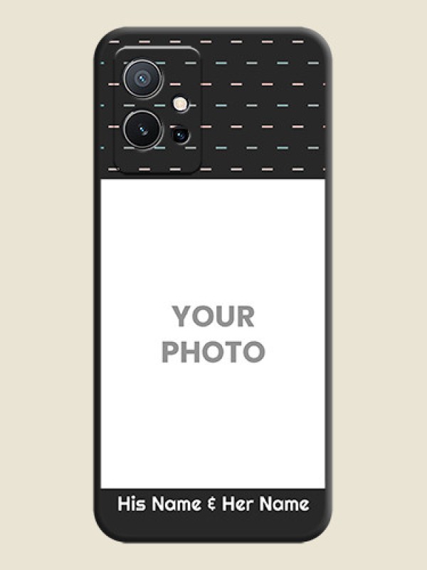Custom Line Pattern Design with Text on Space Black Custom Soft Matte Phone Back Cover - Vivo Y75 5G - alternate view
