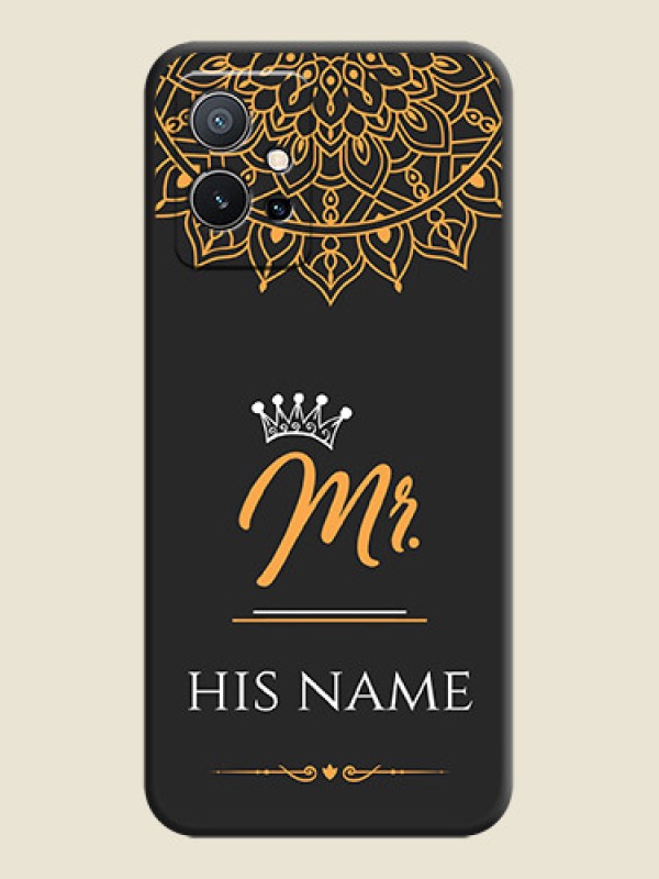 Custom Mr Name with Floral Design  on Personalised Space Black Soft Matte Cases - Vivo Y75 5G - alternate view