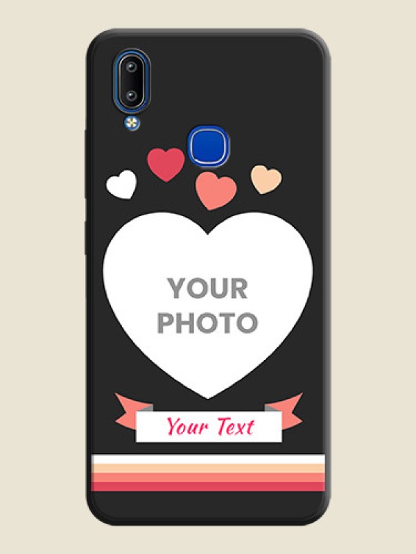 Custom Love Shaped Photo with Colorful Stripes on Personalised Space Black Soft Matte Cases - Vivo Y91 - alternate view