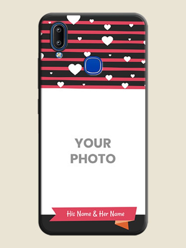 Custom White Color Love Symbols with Pink Lines Pattern on Space Black Custom Soft Matte Phone Cases - Vivo Y91 - alternate view