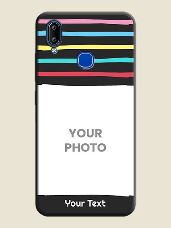 Custom Multicolor Lines with Image on Space Black Personalized Soft Matte Phone Covers - Vivo Y91 - alternate view