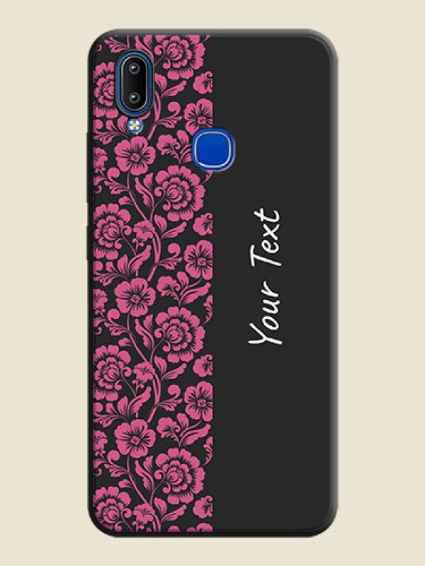 Custom Pink Floral Pattern Design With Custom Text On Space Black Personalized Soft Matte Phone Covers -Vivo Y91 - alternate view
