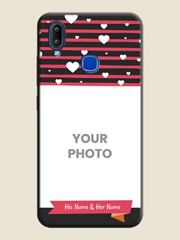 Custom White Color Love Symbols with Pink Lines Pattern on Space Black Custom Soft Matte Phone Cases - Vivo Y93 - alternate view