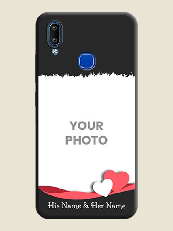 Custom Pink Color Love Shaped Ribbon Design with Text on Space Black Custom Soft Matte Phone Back Cover - Vivo Y93 - alternate view