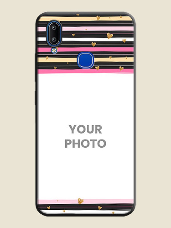 Custom Multicolor Lines and Golden Love Symbols Design - Photo on Space Black Soft Matte Mobile Cover - Vivo Y93 - alternate view