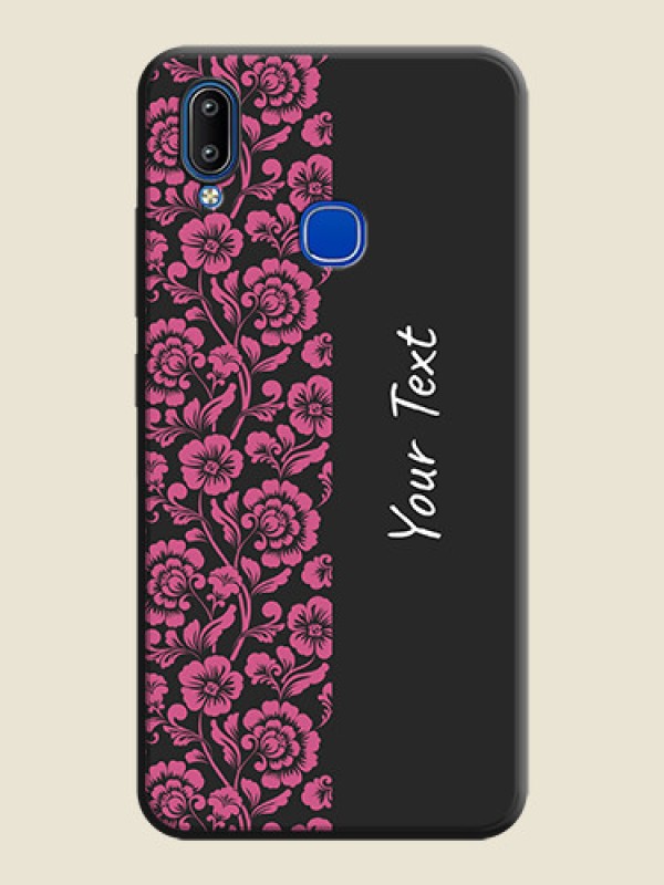 Custom Pink Floral Pattern Design With Custom Text On Space Black Personalized Soft Matte Phone Covers -Vivo Y93 - alternate view