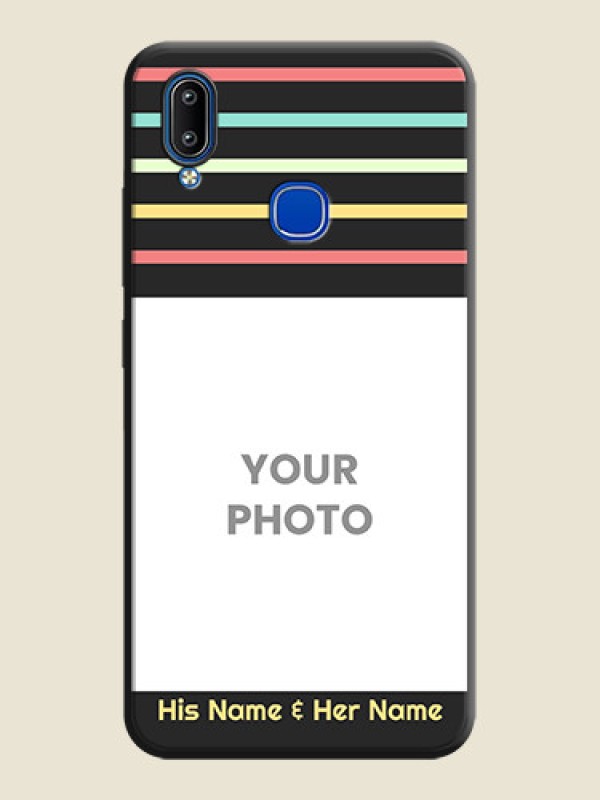 Custom Color Stripes with Photo and Text - Photo on Space Black Soft Matte Mobile Case - Vivo Y95 - alternate view