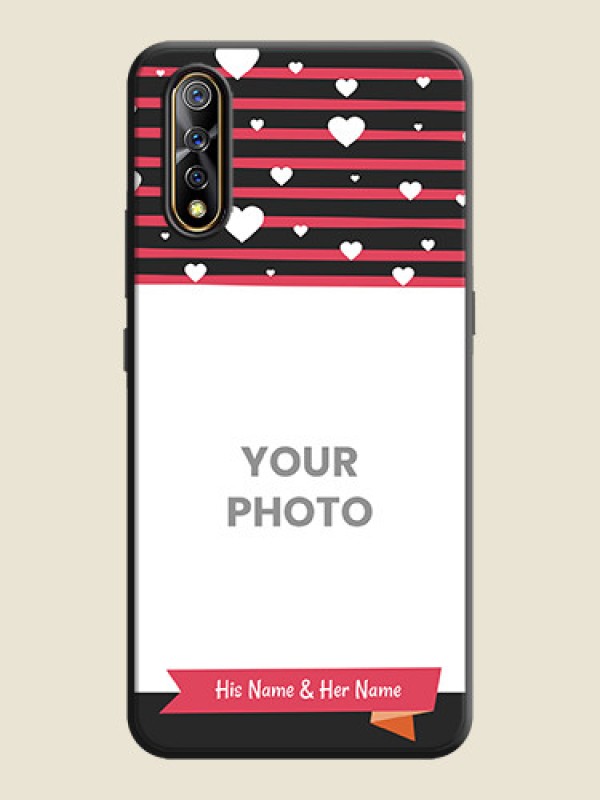 Custom White Color Love Symbols with Pink Lines Pattern on Space Black Custom Soft Matte Phone Cases - Vivo Z1X - alternate view