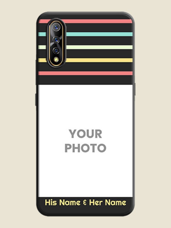 Custom Color Stripes with Photo and Text - Photo on Space Black Soft Matte Mobile Case - Vivo Z1X - alternate view