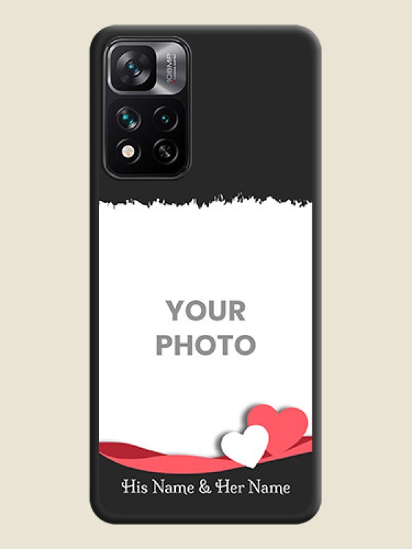 Custom Pin Color Love Shaped Ribbon Design with Text on Space Black Custom Soft Matte Phone Back Cover - Xiaomi 11I 5G - alternate view