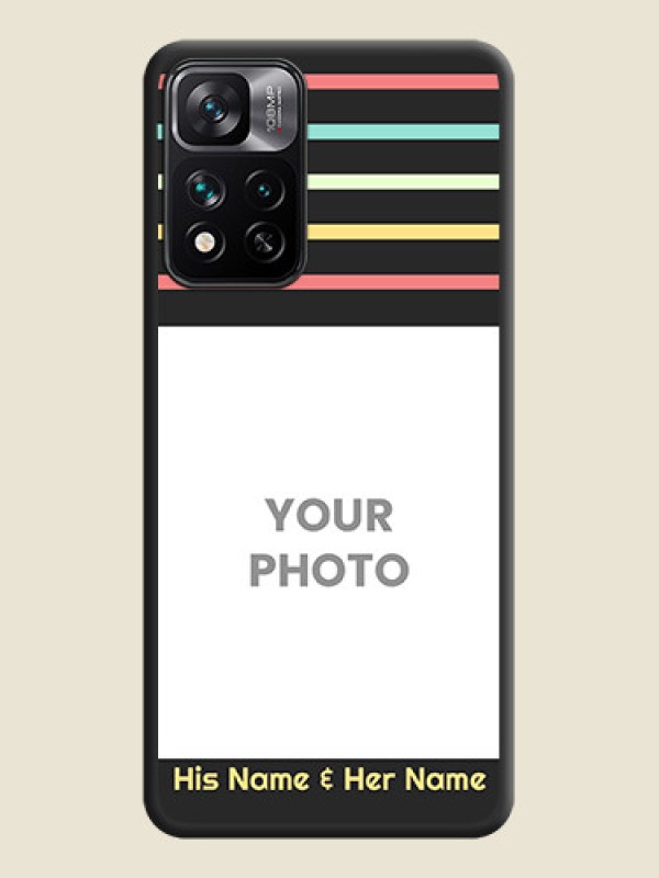 Custom Color Stripes with Photo and Text on Photo on Space Black Soft Matte Mobile Case - Xiaomi 11I 5G - alternate view