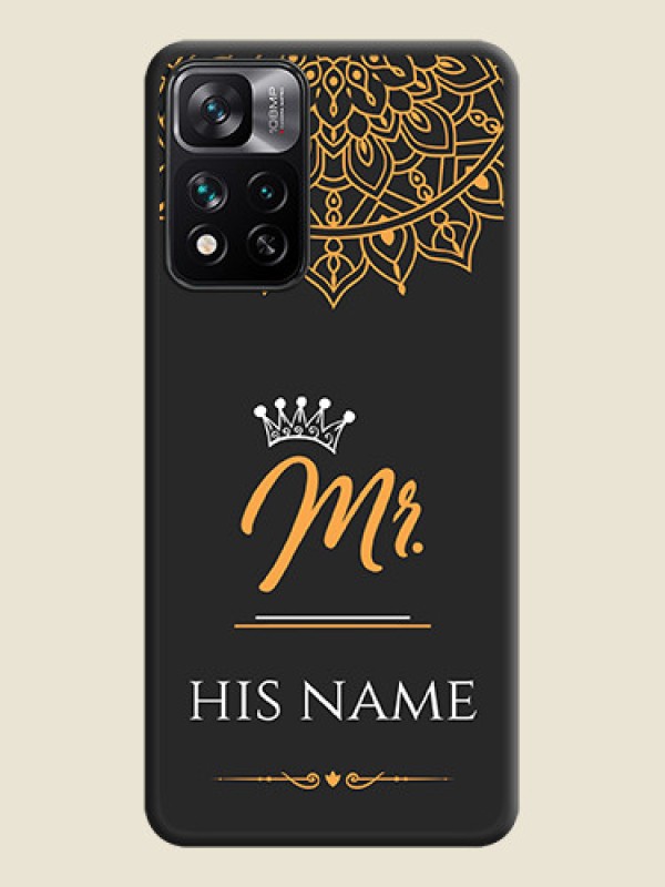 Custom Mr Name with Floral Design  on Personalised Space Black Soft Matte Cases - Xiaomi 11I 5G - alternate view