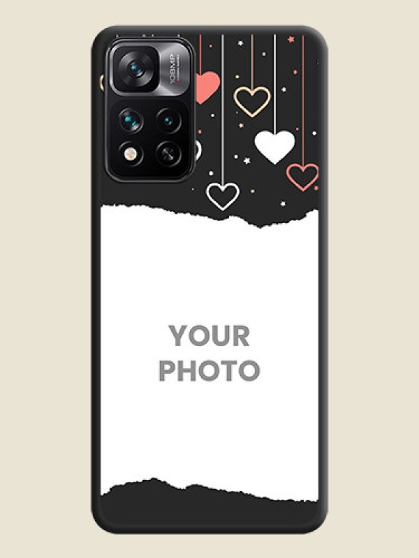 Custom Love Hangings with Splash Wave Picture on Space Black Custom Soft Matte Phone Back Cover - Xiaomi 11i Hypercharge 5G - alternate view