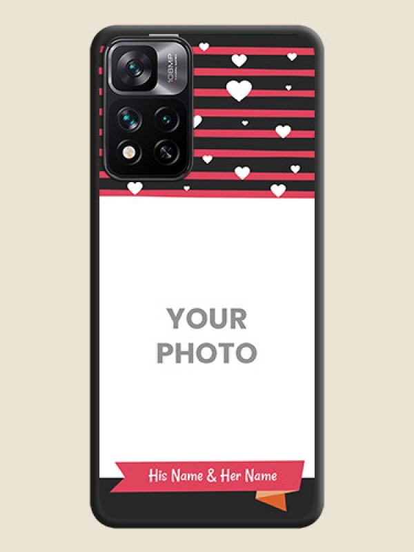 Custom White Color Love Symbols with Pink Lines Pattern on Space Black Custom Soft Matte Phone Cases - Xiaomi 11i Hypercharge 5G - alternate view