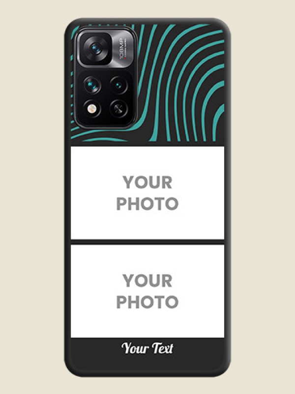 Custom Wave Pattern with 2 Image Holder on Space Black Personalized Soft Matte Phone Covers - Xiaomi 11i Hypercharge 5G - alternate view