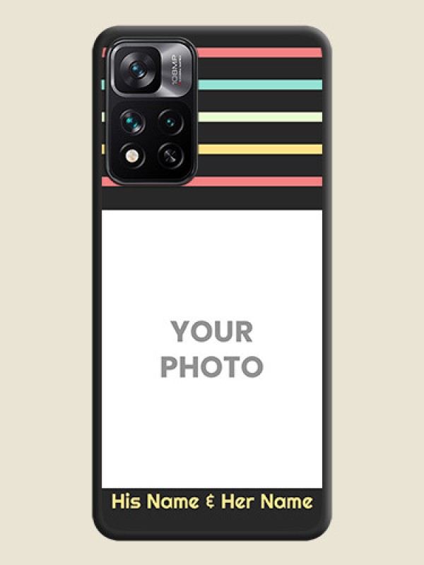 Custom Color Stripes with Photo and Text on Photo on Space Black Soft Matte Mobile Case - Xiaomi 11i Hypercharge 5G - alternate view