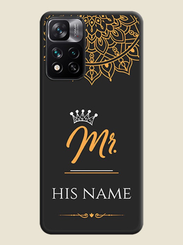 Custom Mr Name with Floral Design  on Personalised Space Black Soft Matte Cases - Xiaomi 11i Hypercharge 5G - alternate view