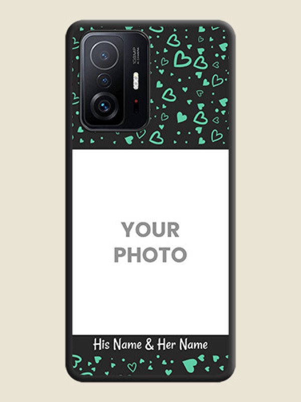 Custom Sea Green Indefinite Love Pattern on Photo on Space Black Soft Matte Mobile Cover - Xiaomi 11T Pro 5G - alternate view