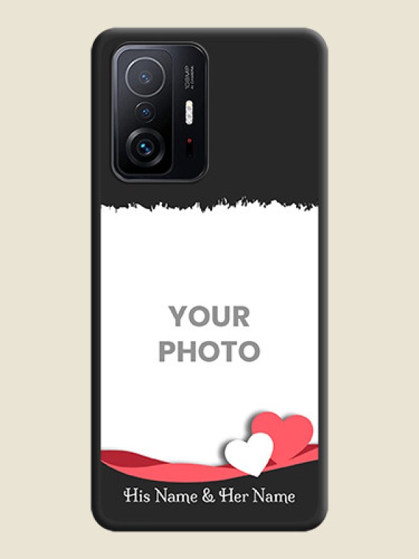 Custom Pin Color Love Shaped Ribbon Design with Text on Space Black Custom Soft Matte Phone Back Cover - Xiaomi 11T Pro 5G - alternate view