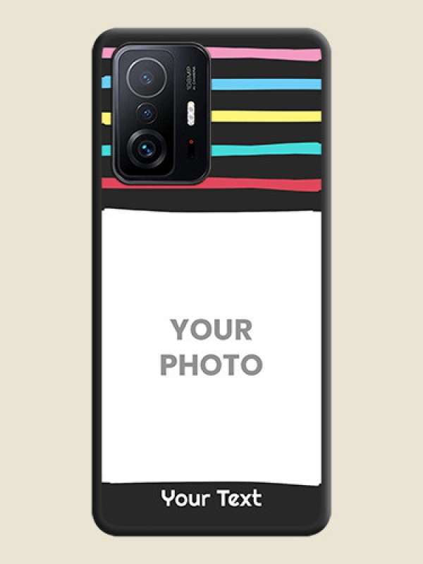 Custom Multicolor Lines with Image on Space Black Personalized Soft Matte Phone Covers - Xiaomi 11T Pro 5G - alternate view