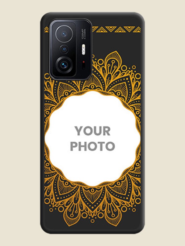 Custom Round Image with Floral Design on Photo on Space Black Soft Matte Mobile Cover - Xiaomi 11T Pro 5G - alternate view
