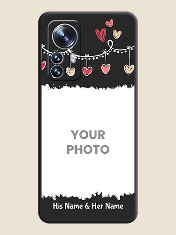 Custom Pink Love Hangings with Name on Space Black Custom Soft Matte Phone Cases - Xiaomi 12 Pro 5G - alternate view