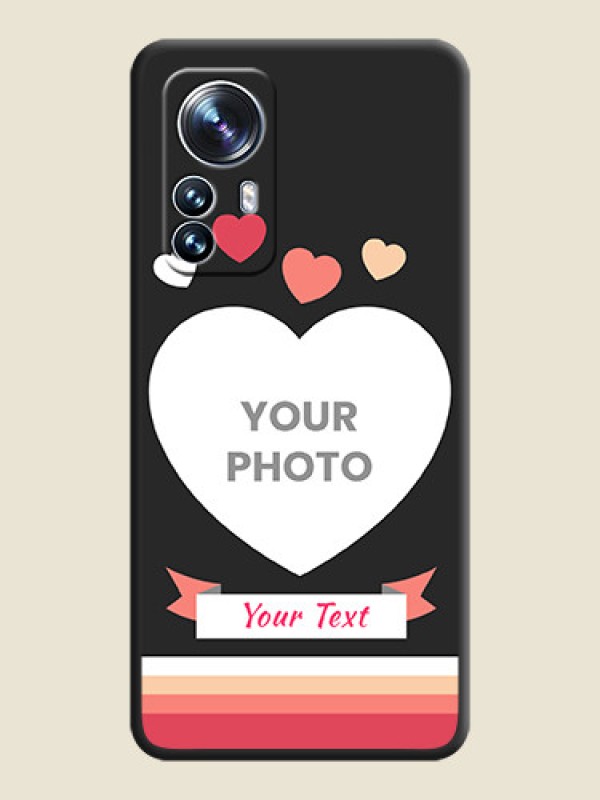 Custom Love Shaped Photo with Colorful Stripes on Personalised Space Black Soft Matte Cases - Xiaomi 12 Pro 5G - alternate view